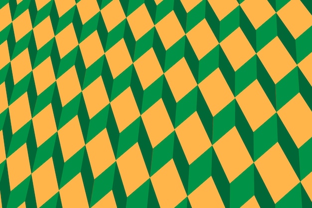 Abstract symmetrical pattern of squares in dark green and orange