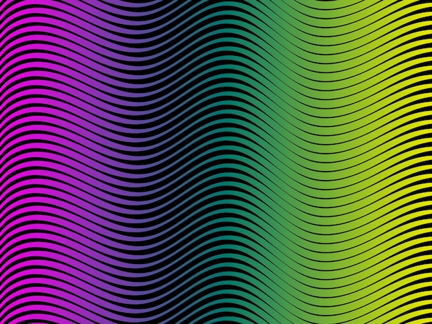 Abstract symmetrical pattern of wavy lines in yellow and purple gradient