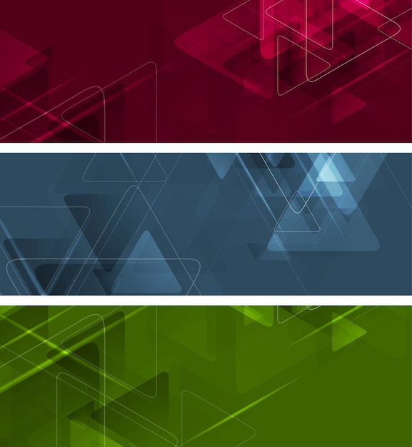 Abstract tech geometric polygonal banners design