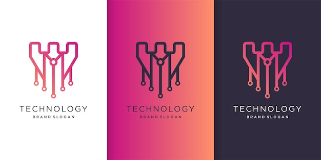 Abstract tech logo template with unique style 