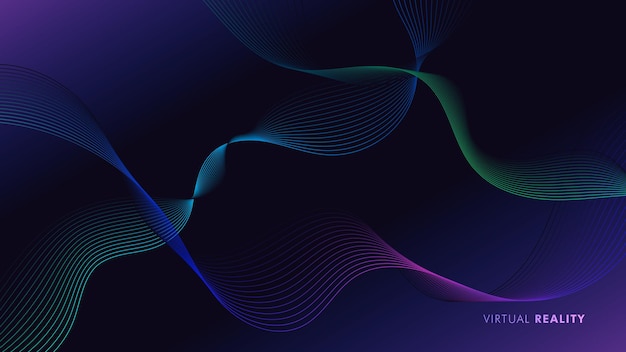 Abstract tech wavy pattern on dark purple background Virtual reality concept