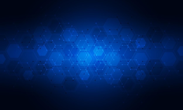 Abstract technology background and design element with hexagons pattern and geometric shapes