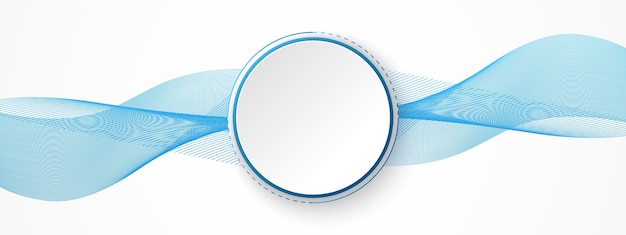 Abstract Technology Background, white circle banner on blue digital circle and wavy line