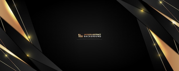 Abstract technology black and luxury golden template tech design background.