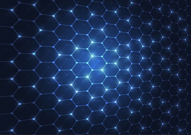 Abstract technology blue hexagons pattern background