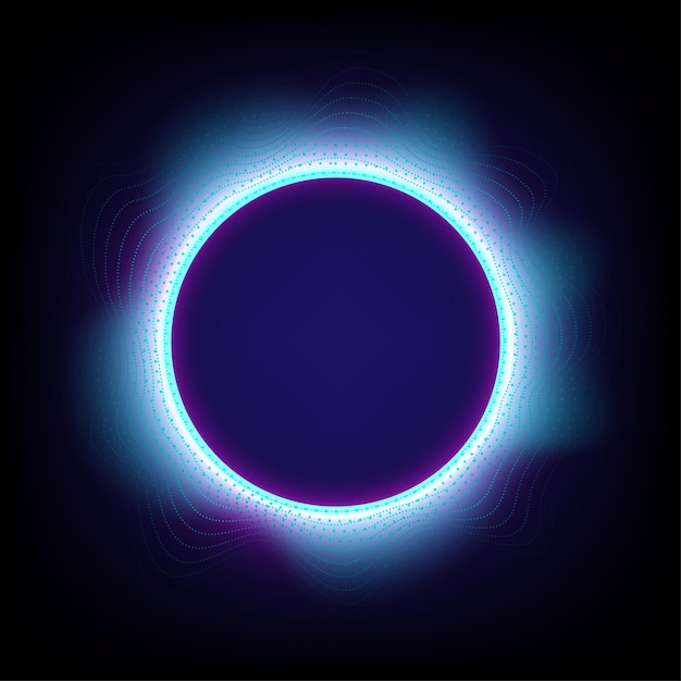 Abstract technology circle dot lines background with round neon light