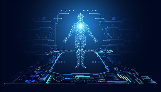 Abstract technology futuristic concept of digital human body digital interface