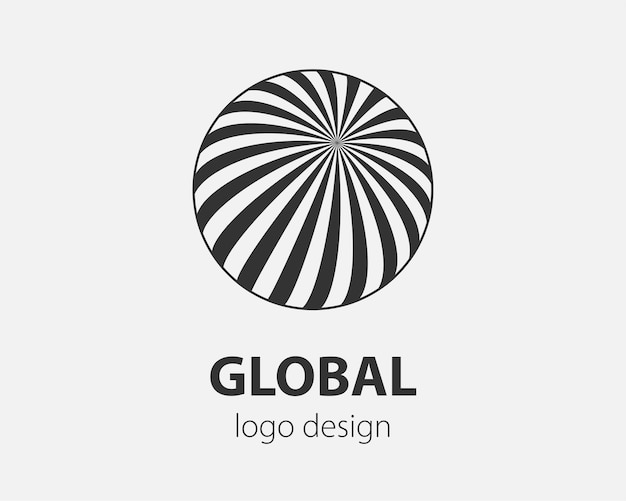 Abstract technology logo, spherical surface with abstract pattern