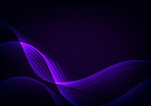 Abstract technology purple line wave dark background