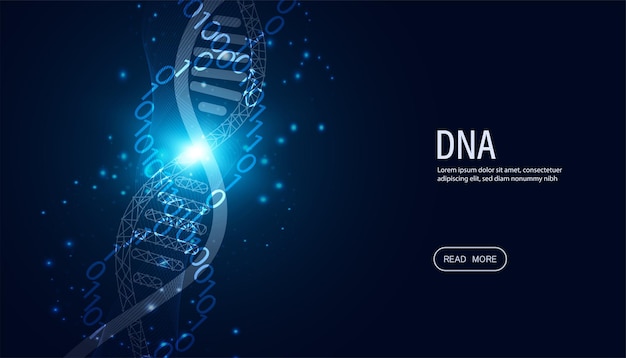 Abstract technology science concept DNA genes genetic editing blended with modern technology binary