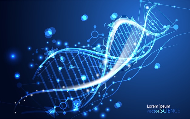 abstract technology science DNA futuristic on hi tech blue background