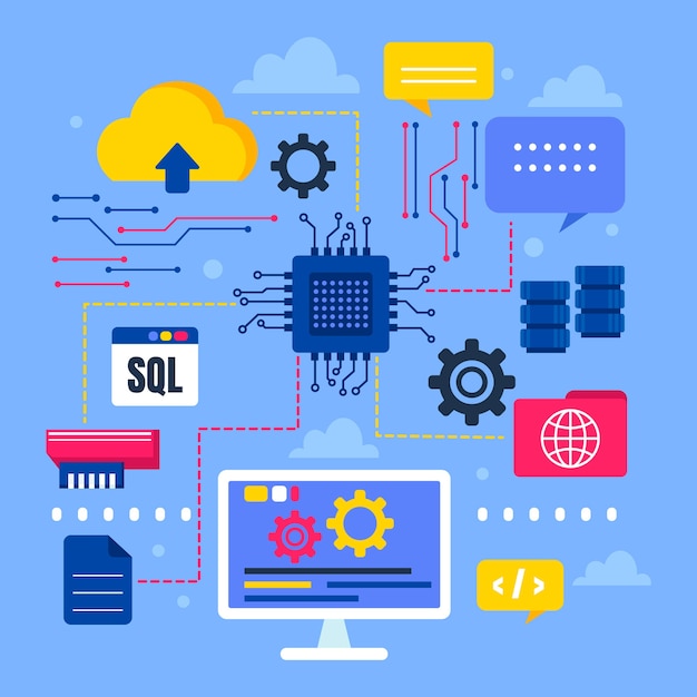 Vector abstract technology sql illustration