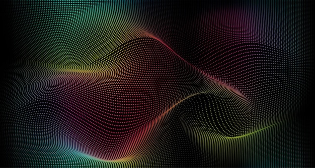 Abstract technology style background with colorful particle wave