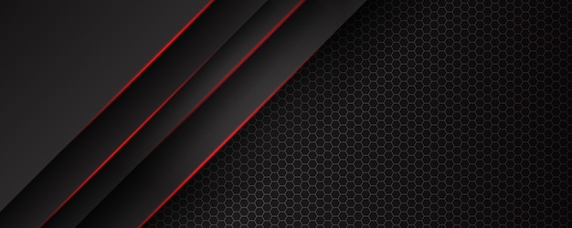 Abstract template black background with triangles pattern and red lighting lines. Sports technology modern design concept. 