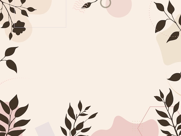 abstract template with plants and flowers bauhaus floral background with geometric shapes