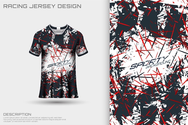 Abstract textured sports jersey design t-shirt for racing,  football,  gaming,  motocross,  cycling.