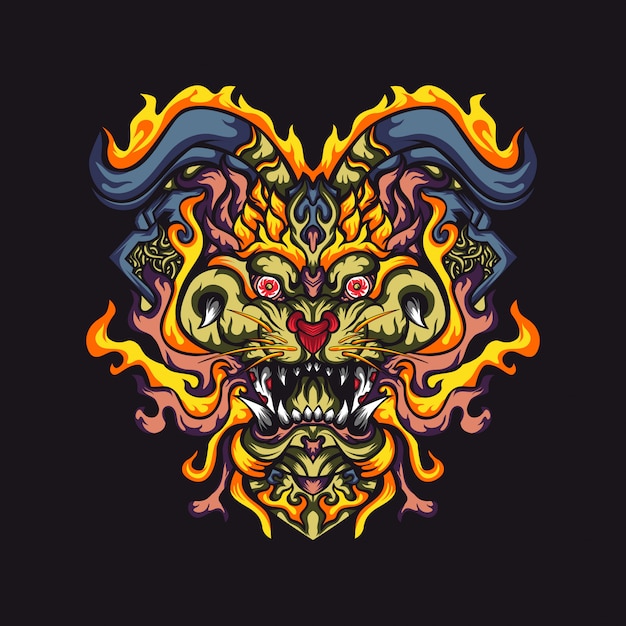 Abstract tiger head monsters vector illustration