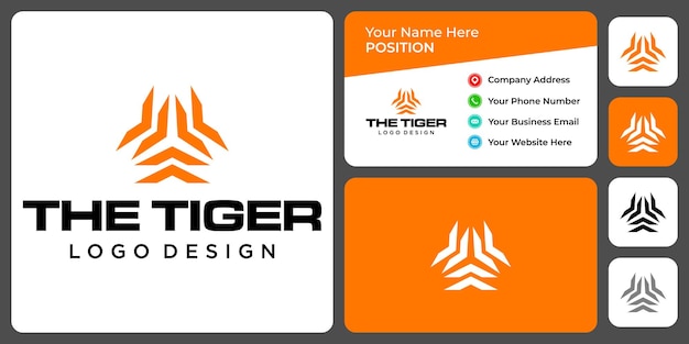 Abstract tiger logo design with business card template