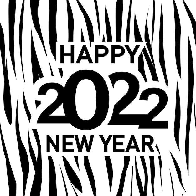 Abstract tiger stripes background with Numbers 2022 Vector illustration Symbol of the year 2022