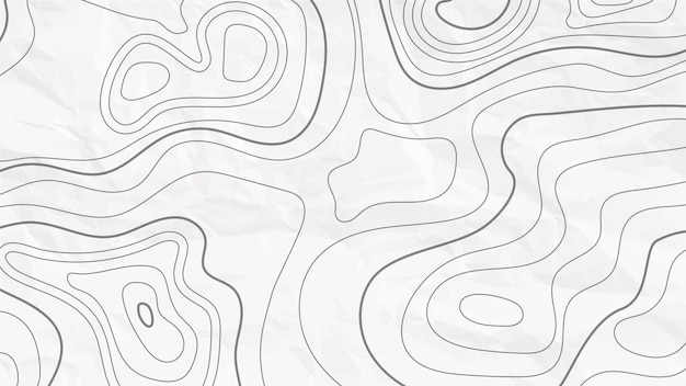 Vector abstract topographic contour geographic map illustration isolated on white crumpled paper background