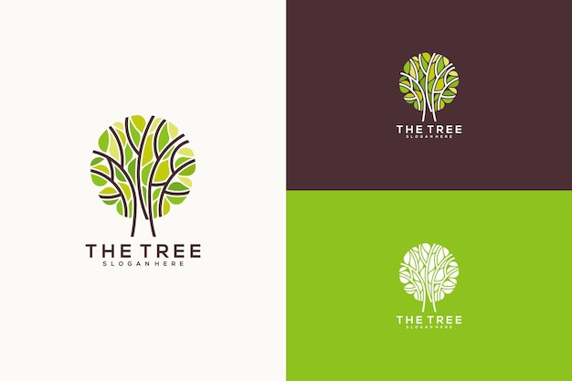 abstract tree line logo with circle shape