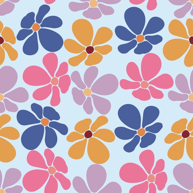 Abstract trendy 70's floral seamless pattern