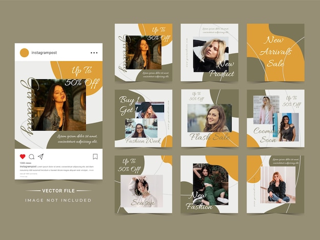 abstract trendy fashion sale instagram post template  