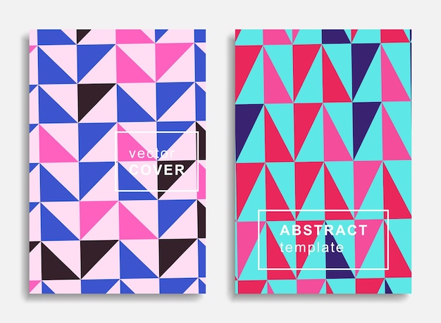 Abstract trendy geometric posters set with multicolor geometric shapes Modern design