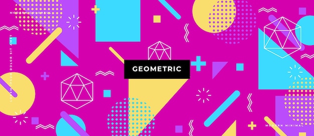 Abstract trendy objects geometric elements gradient banner.