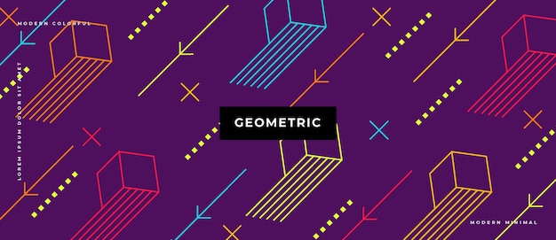 Abstract trendy objects geometric elements gradient banner.