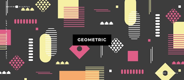 Abstract trendy objects geometric elements gradient banner.