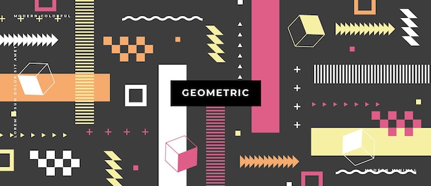 Abstract trendy objects geometric elements gradient banner.