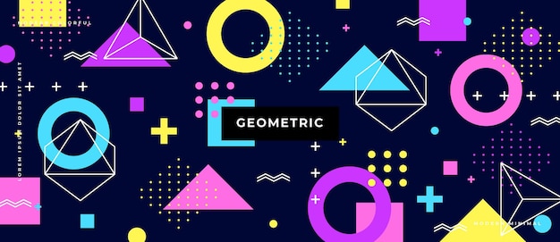 Abstract trendy objects geometric elements gradient banner.