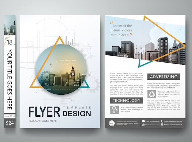 Abstract triangle on cover book portfolio in layout design