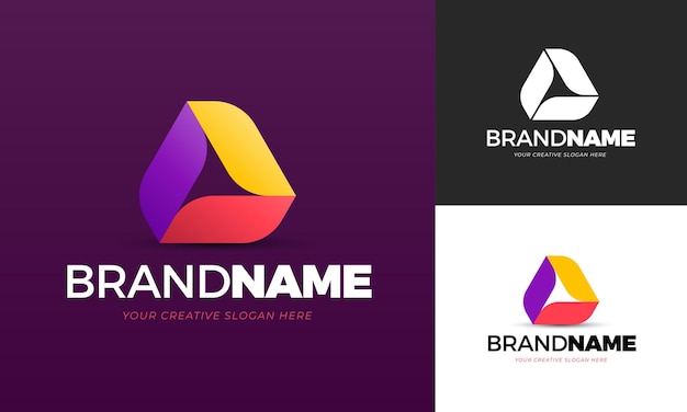 Abstract triangle logo concept in 3 colors vector edited vectors