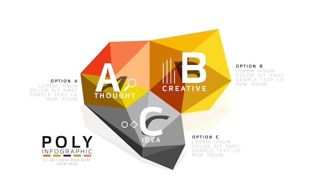 Abstract triangle low poly infographic template Vector background for workflow layout diagram number options or web design