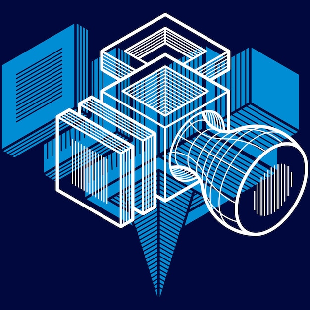 Vector abstract trigonometric construction, vector dimensional design template.