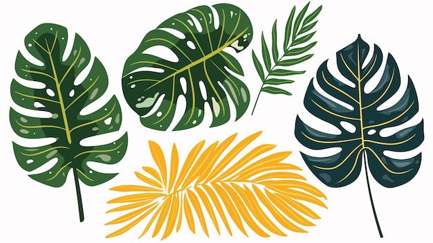 Abstract Tropical Leaves Vector Illustration