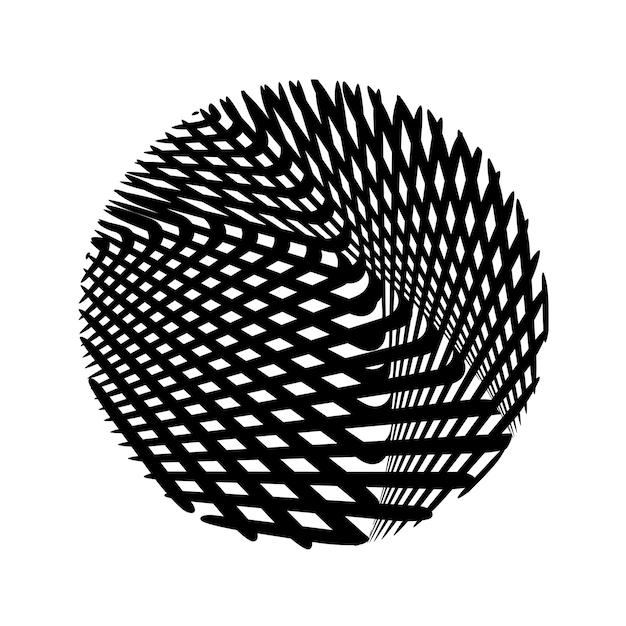 Abstract twisted black and white background in circle Optical illusion of distorted surface Twisted stripes Stylized 3d surface Vector illustration Great for wall art poster banner web