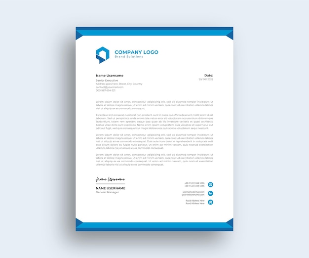 Abstract Unique blue colored Company Formal Letter paper