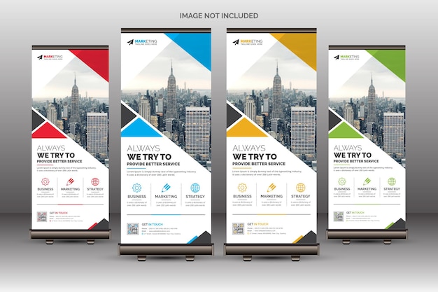 Abstract Unique Corporate Roll Up Banner Signage Standee Template Clean Design for Office Company