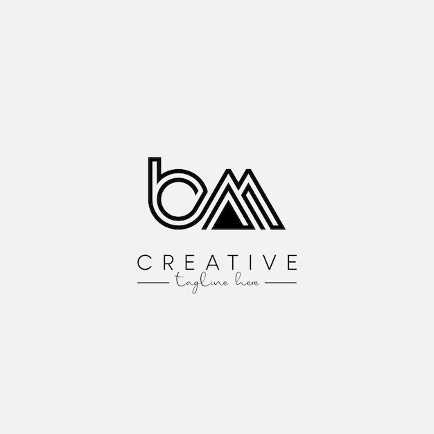 Vector abstract unique letter bm mb initial based stylish line logo design vector