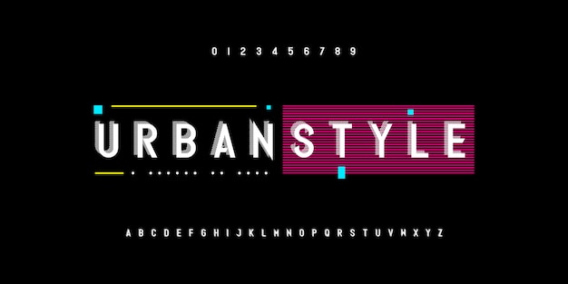 Abstract urban style striped alphabet fonts