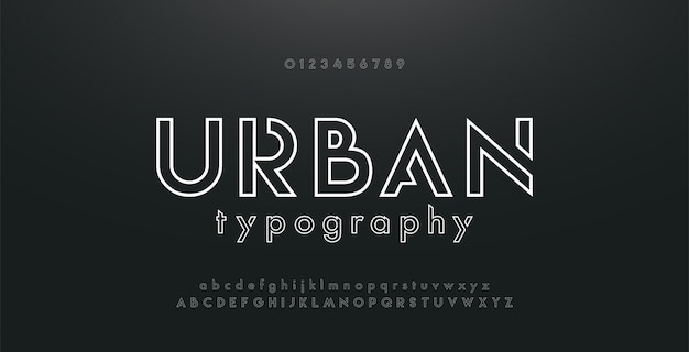 Abstract urban thin line neon font modern alphabet