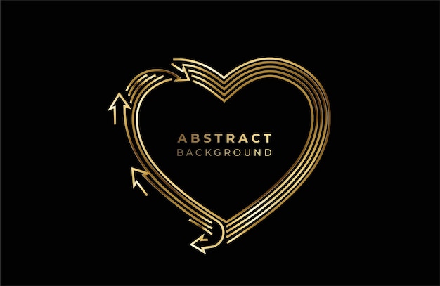 Abstract valentines day hearts vector golden line art design.