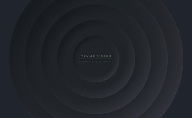 Abstract vector background with black concentric circles Banner or poster in neomorphism style EPS10