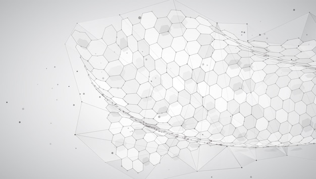 abstract vector background with hexagons landscape of the virtual world 3d design