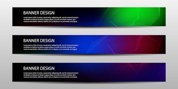 Abstract vector banners with wavy lines, vector illustration