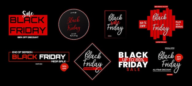 Abstract vector black friday sale label tag set design