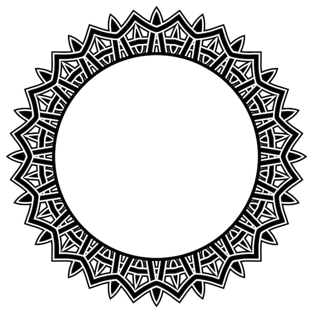 Abstract vector black and white illustration round beautiful tracery frame Decorative vintage ethnic mandala pattern Design element for tattoo or logo